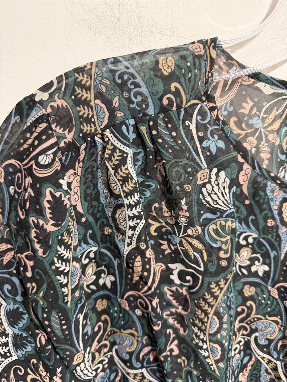 Veronica Beard Paisley Long-Sleeve Twist Front High-Low 100% Silk Blouse - Picture 4 of 9
